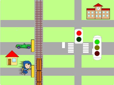 【Scratch（スクラッチ）5】数式を使って、通学路を登校させる、持久走対決をする、空き地に作図する
